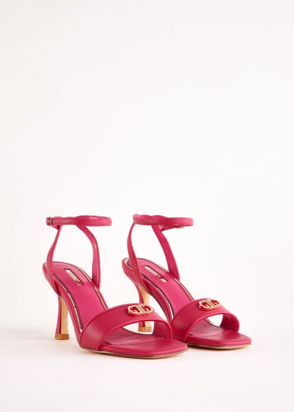 Fuchsia faux-leather sandals