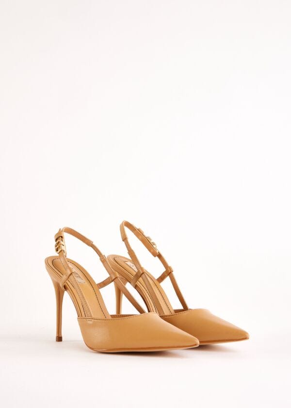 Slingbacks marron en cuir