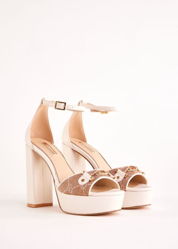 White faux-leather sandals