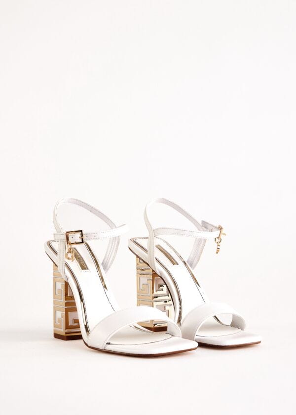 White faux-leather sandals