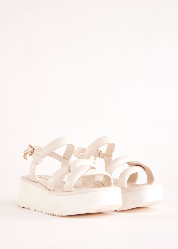 White faux-leather sandals