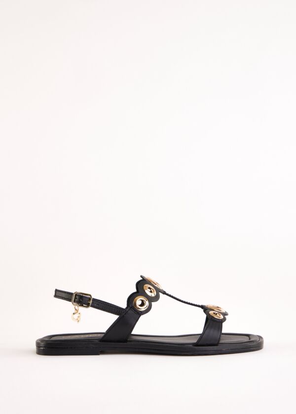 Sandali flat neri in pelle Gaudì Fashion