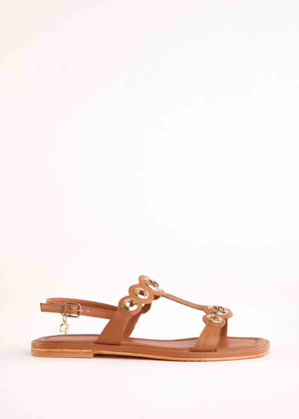 Flat brown leather sandals | Buy online | Gaudi Gaudì Fashion