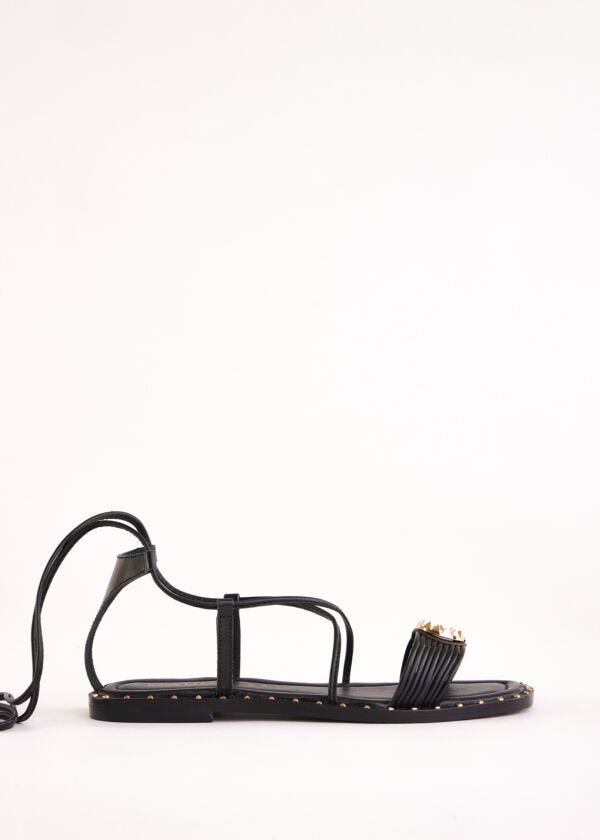 Flat black leather sandals Gaudì Fashion