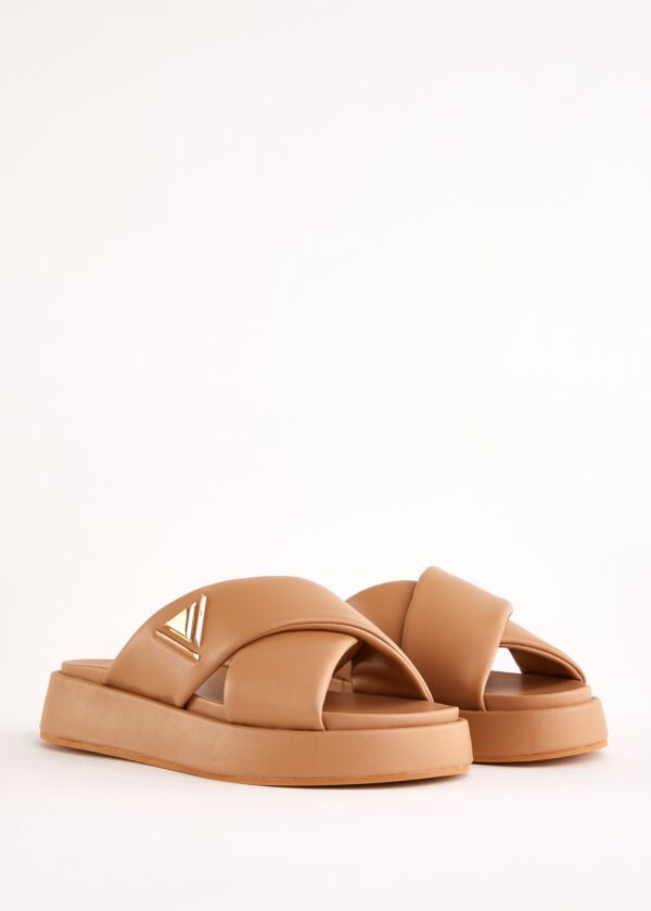 Beige faux-leather sabots