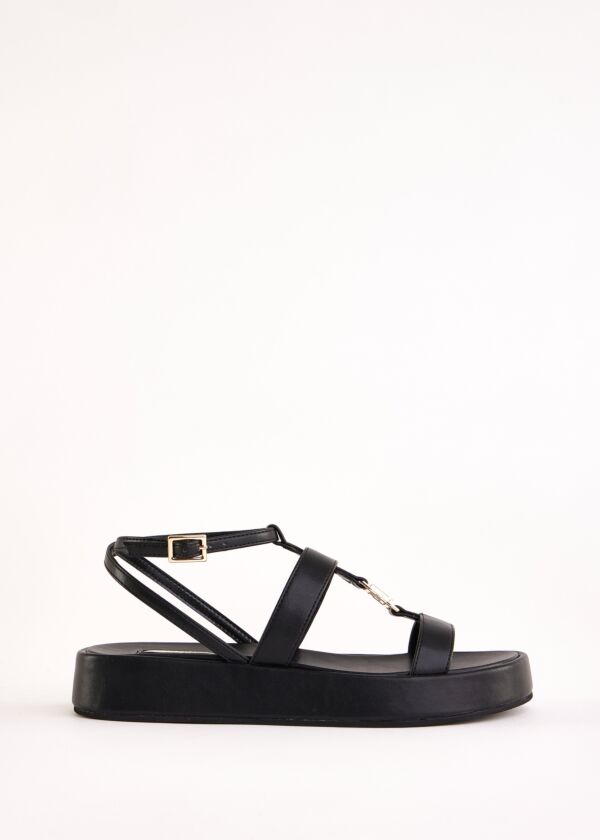 Black faux-leather sandals Gaudì Fashion