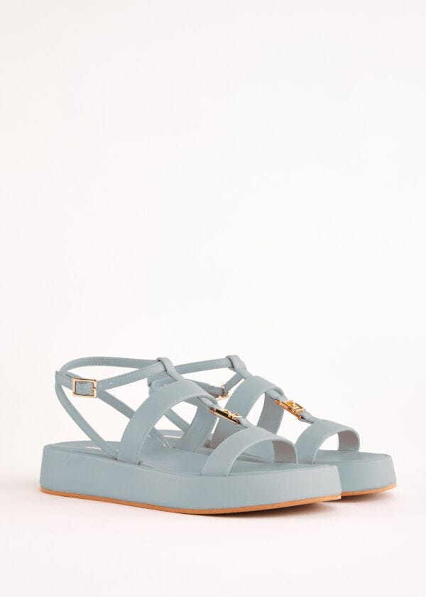 Light blue faux-leather sandals