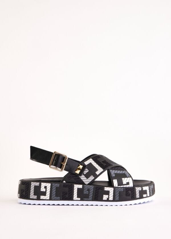 Black canvas and faux-leather sandals Gaudì Fashion