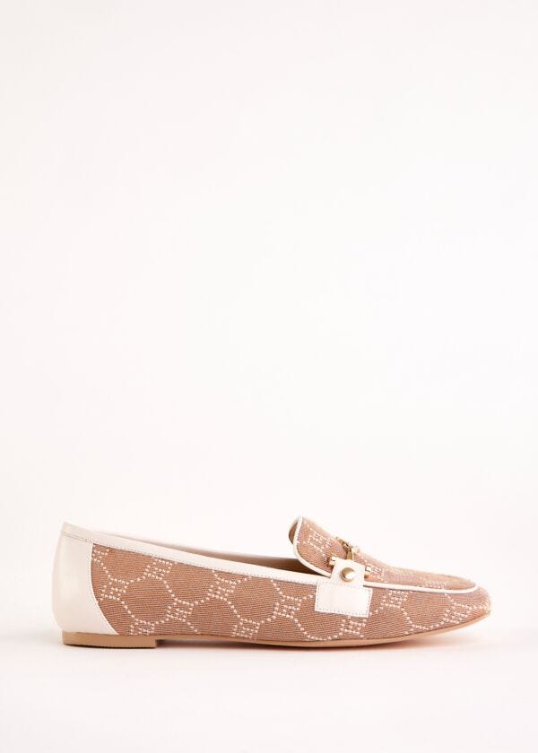 Beige jacquard moccasins