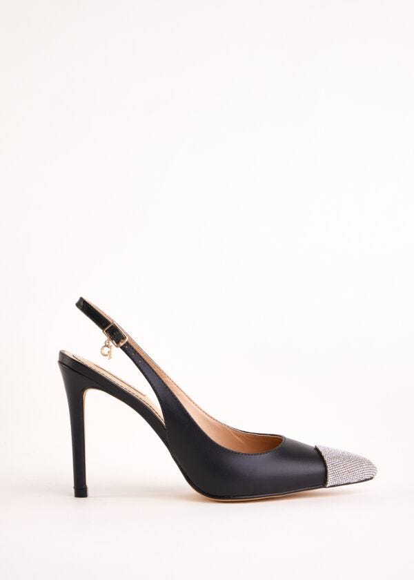 Black slingbacks in nappa leather