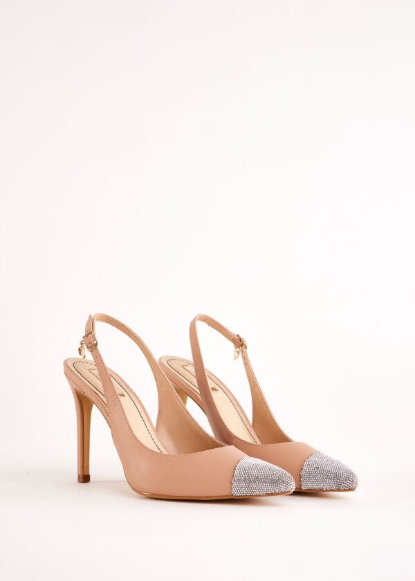 Zapatos destalonados rosas de napa