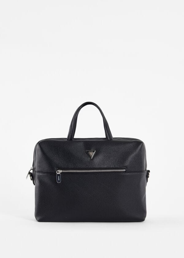 Black faux-leather briefcase