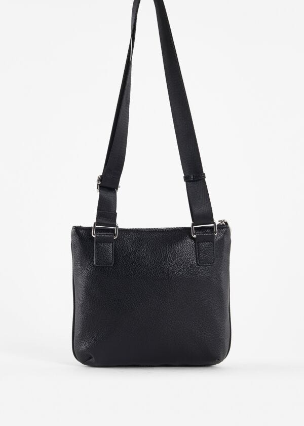 Black faux-leather crossbody bag