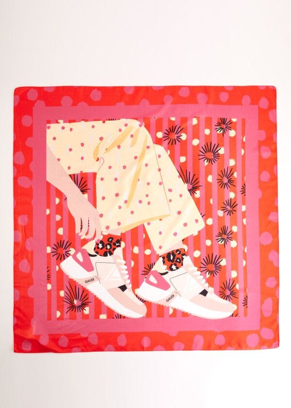 Women's red foulard with print Gaudì Fashion