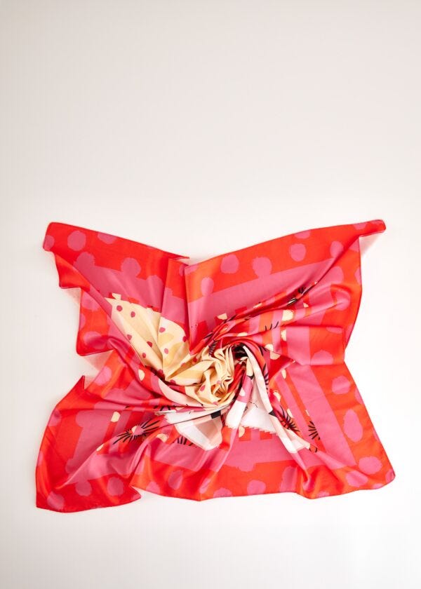 Women's red foulard with print