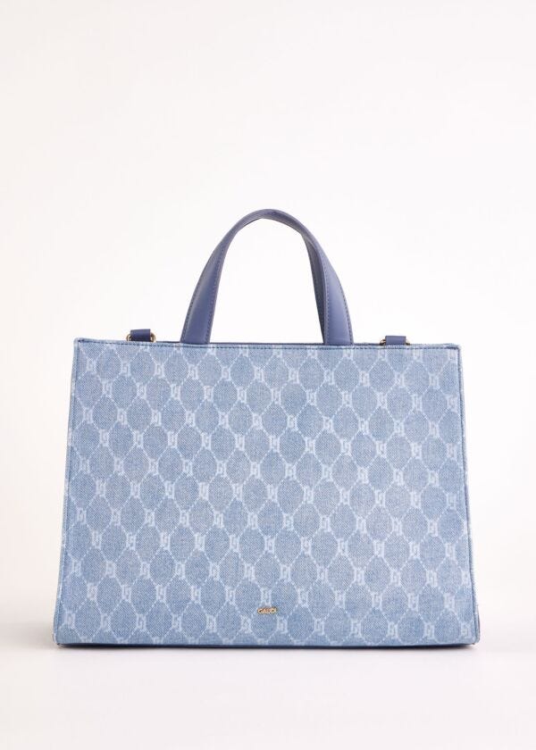 Denim top handle bag