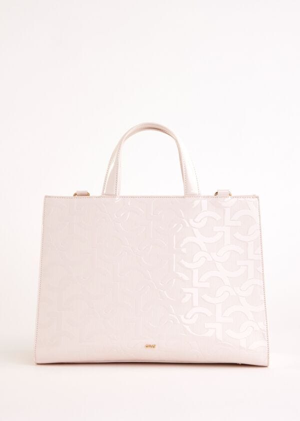Borsa top handle bianca con logo