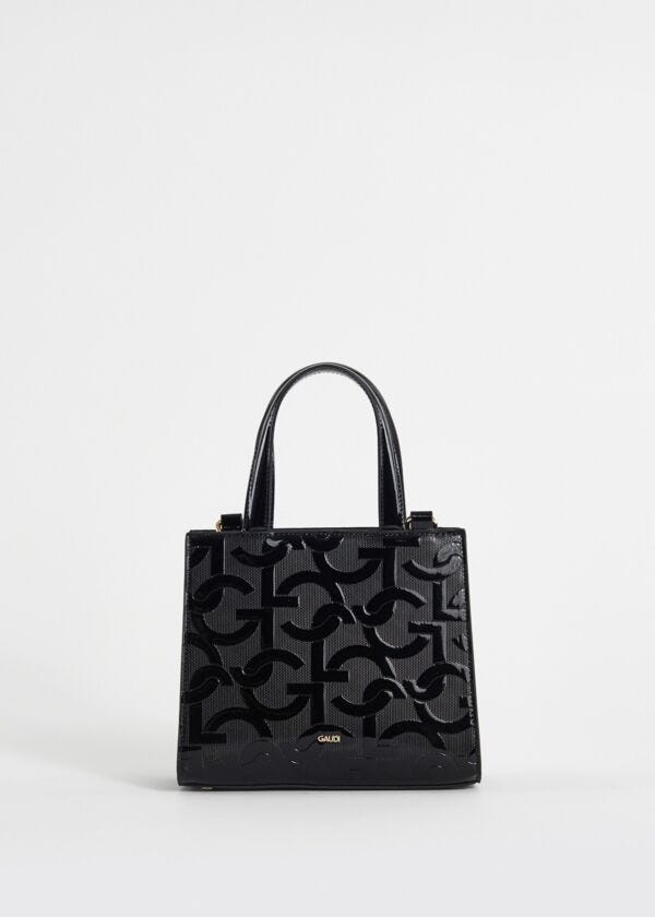 Borsa top handle nera con logo