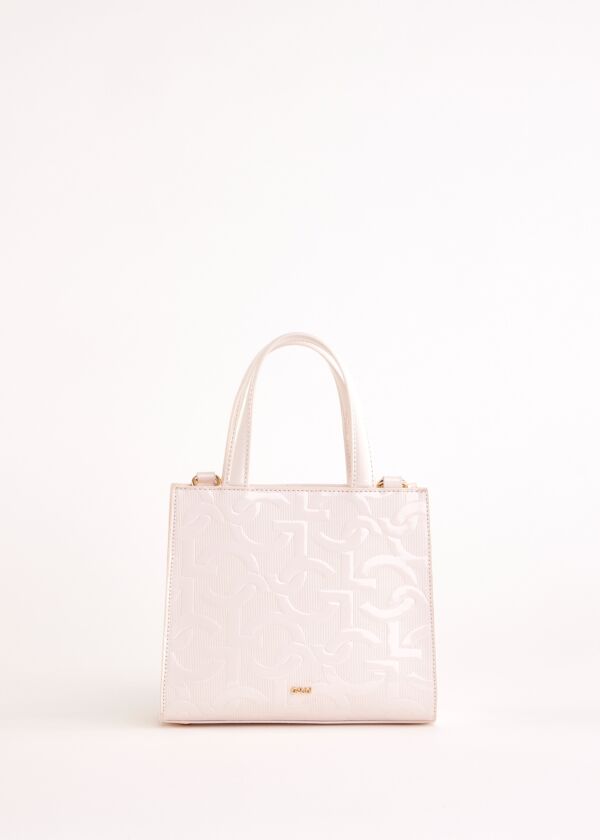 Borsa top handle bianca con logo