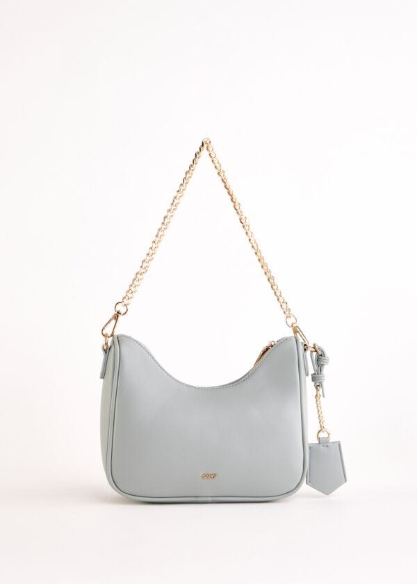 Borsa hobo azzurra in similpelle