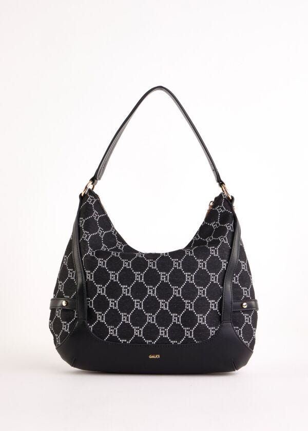 Borsa hobo nera jacquard