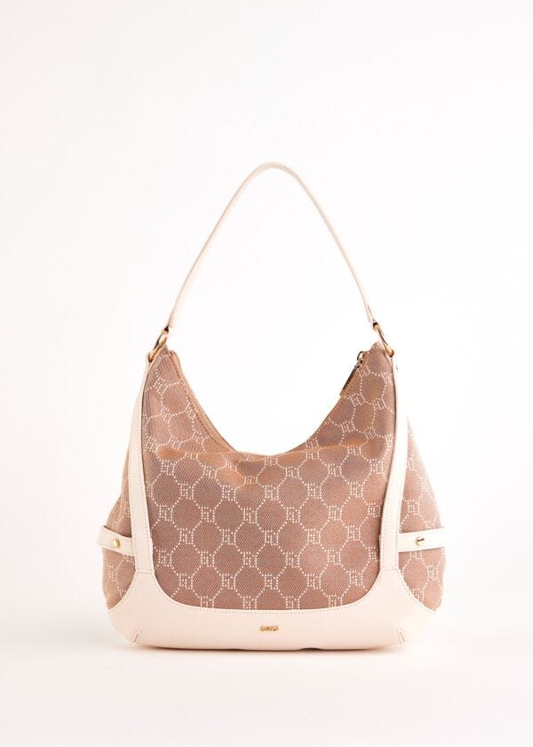 Black jacquard hobo bag