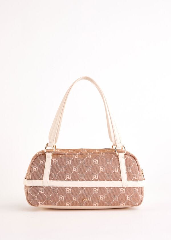 Borsa top handle beige jacquard