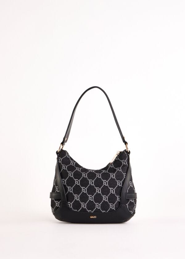 Borsa hobo nera jacquard