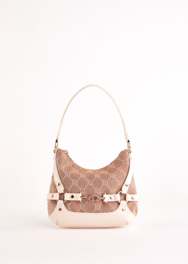 Borsa hobo beige jacquard