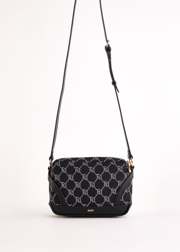 Borsa crossbody nera jacquard