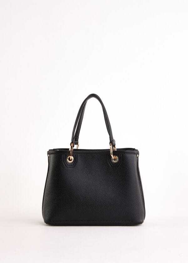 Borsa top handle nera in similpelle
