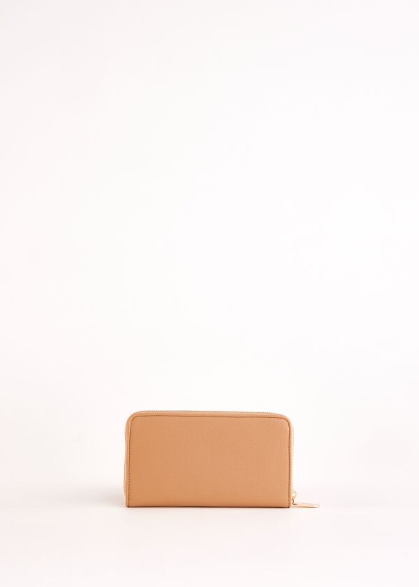 Beige zip-around wallet