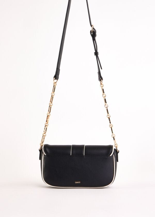 Black faux-leather crossbody bag