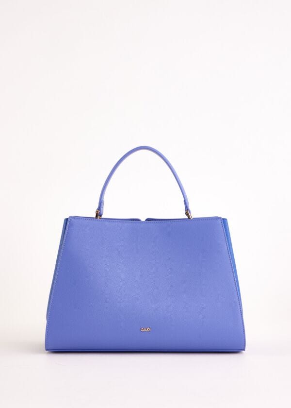 Borsa top handle blu in similpelle