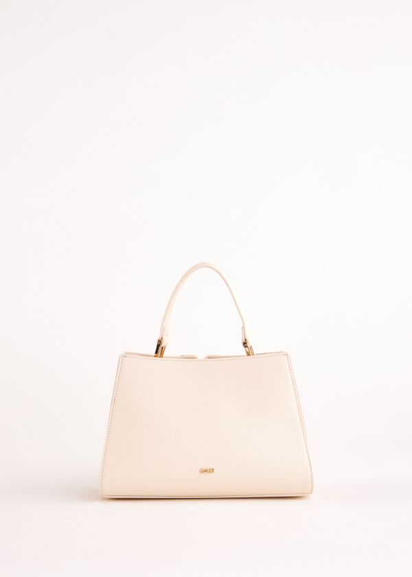 Borsa top handle bianca in similpelle