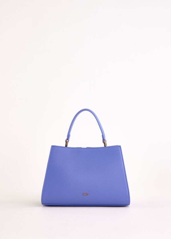 Borsa top handle blu in similpelle
