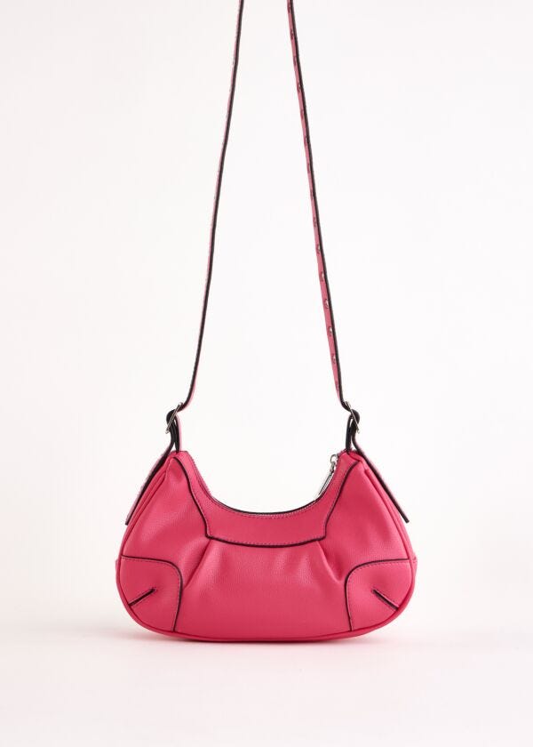 Borsa crossbody fucsia con borchie