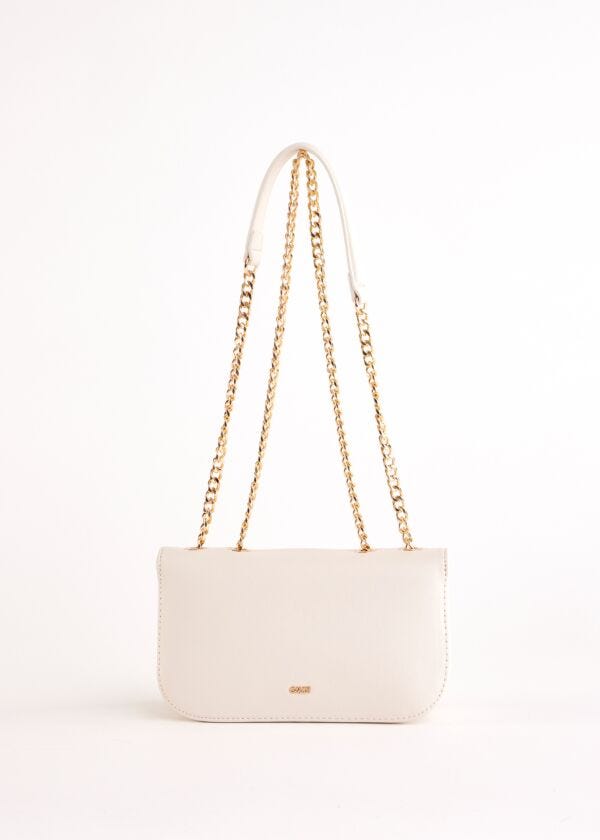 White faux-leather crossbody bag