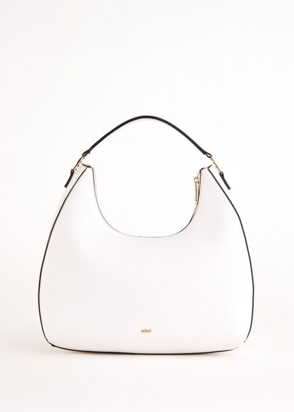 White faux-leather hobo bag
