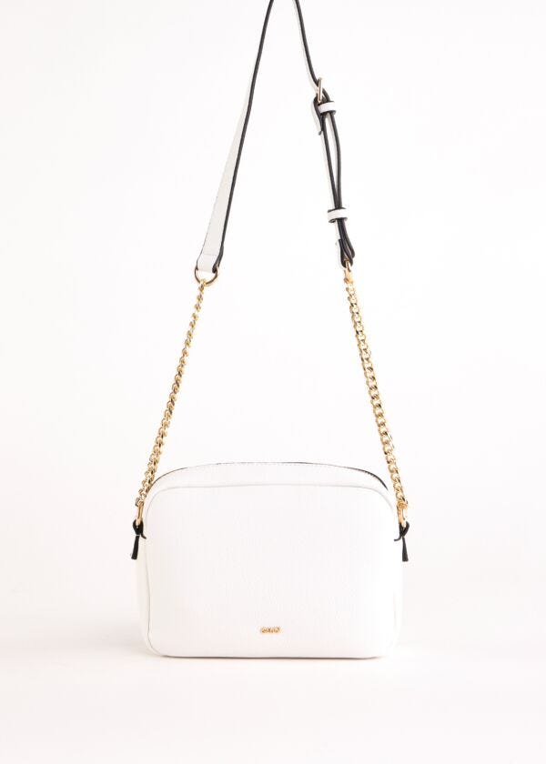 White faux-leather crossbody bag