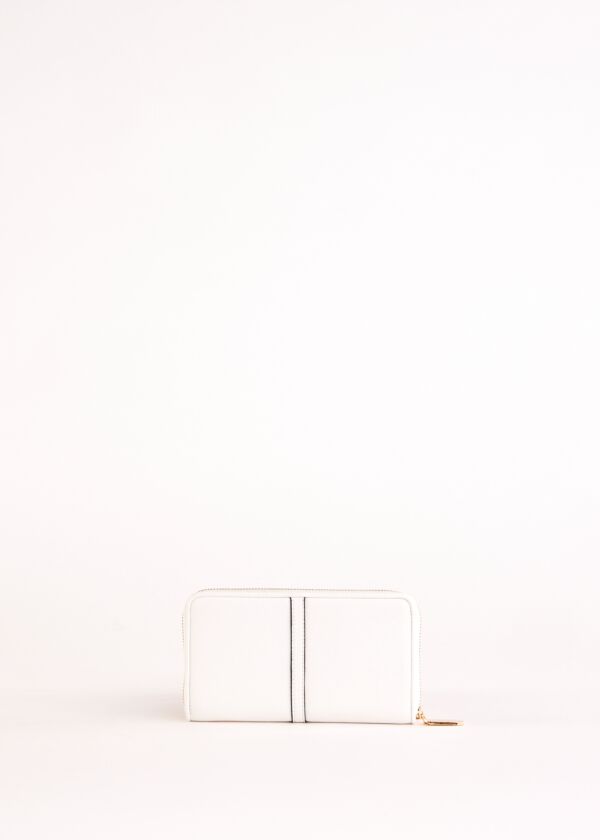 White zip-around wallet