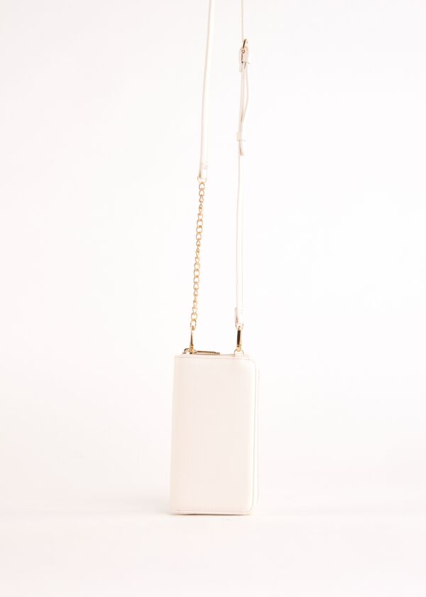 White faux-leather phone holder