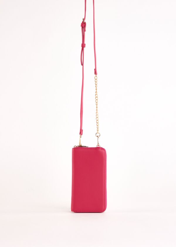 Portacellulare fucsia in similpelle