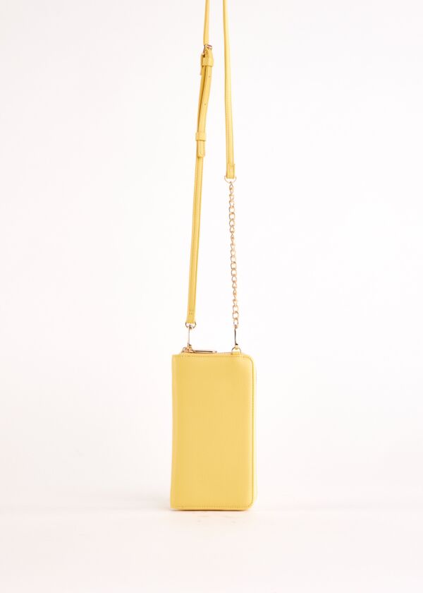 Yellow faux-leather phone holder