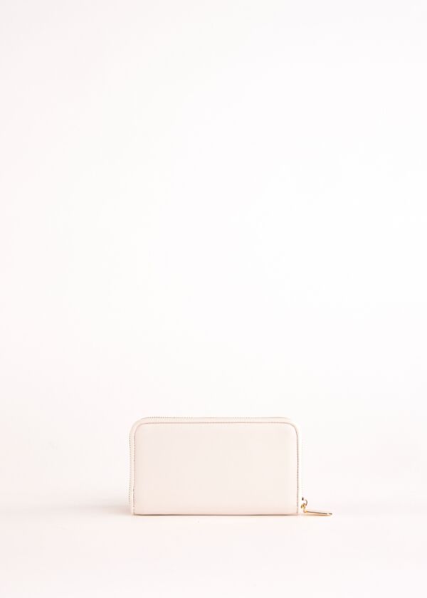 White zip-around wallet