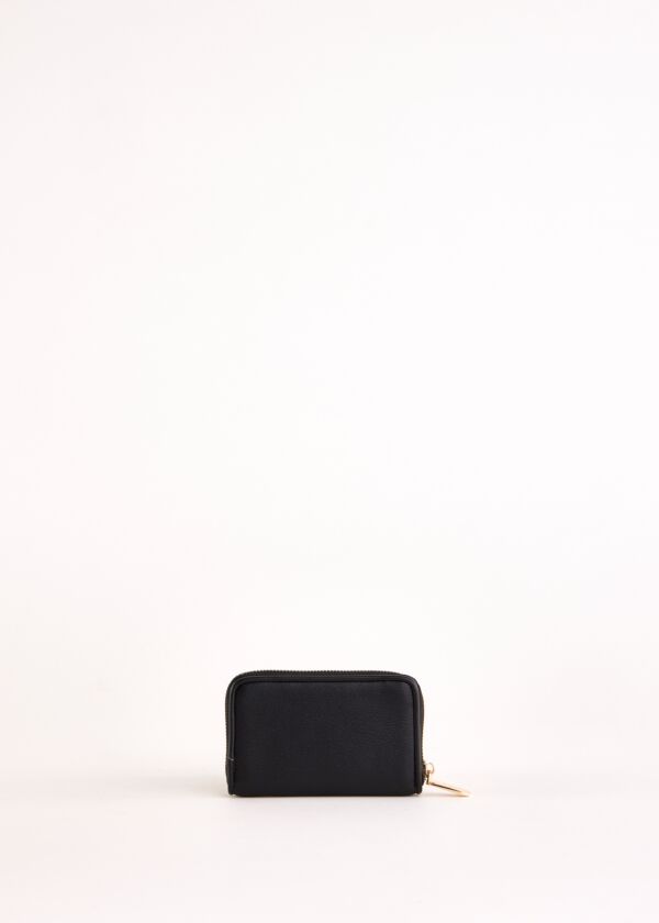 Black mini zip-around wallet