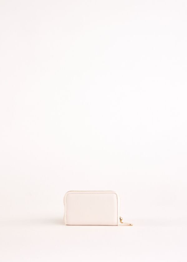 White mini zip-around wallet