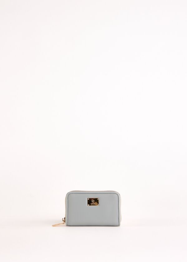 Light blue mini zip-around wallet
