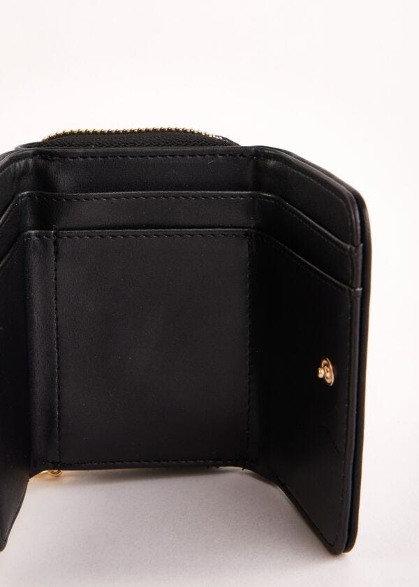 Black mini zip-around wallet