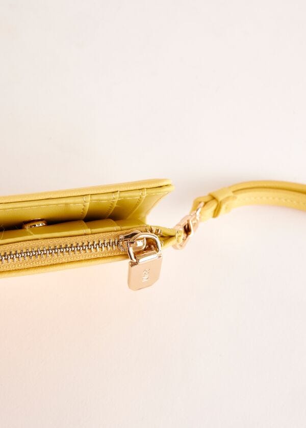 Yellow faux-leather card holder